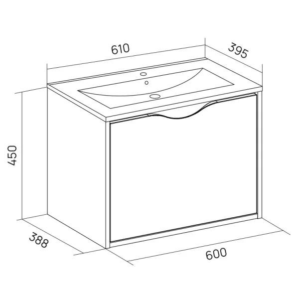 Приобрести equil тумба подвесная с раковиной smile 60 см, белая\антрацит tpsmile60.1y-04