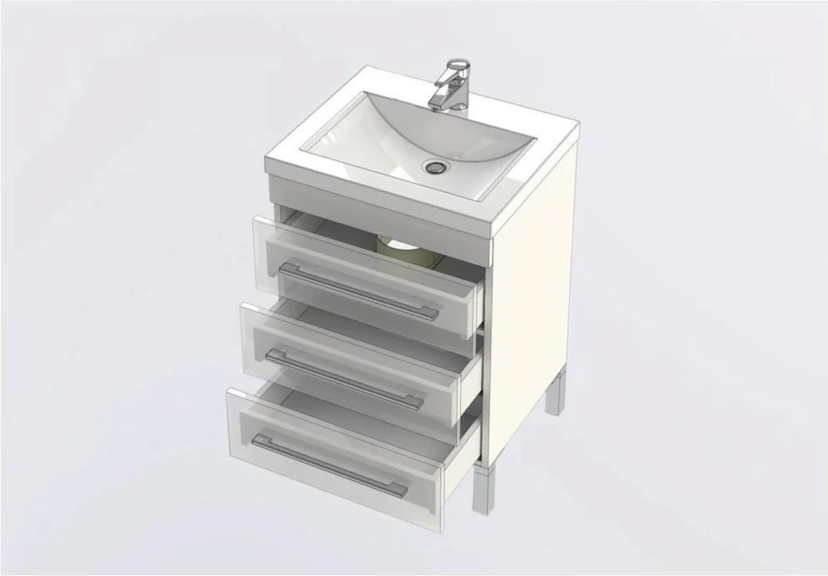 Приобрести aquanet тумба с раковиной верона 58 см, белая (напольная 3 ящика)