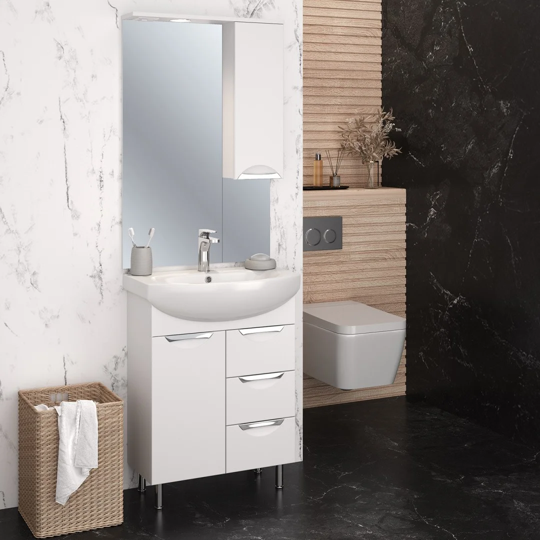 Приобрести aqua de marco зеркало-шкаф eleganse 65 см, правое, белый\хром 1065cele/r