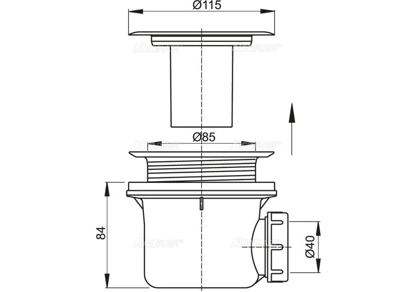 Приобрести сифон для душевого поддона alcaplast a48 dn90