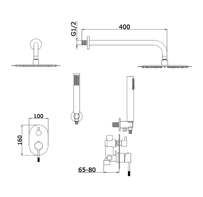 Приобрести душевая система для душа vieir, omodeo, черный v403563c