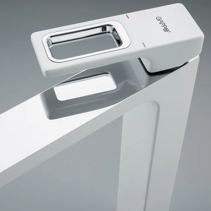 Приобрести gappo смеситель для раковины g1017-2, высокий, белый\хром 30054