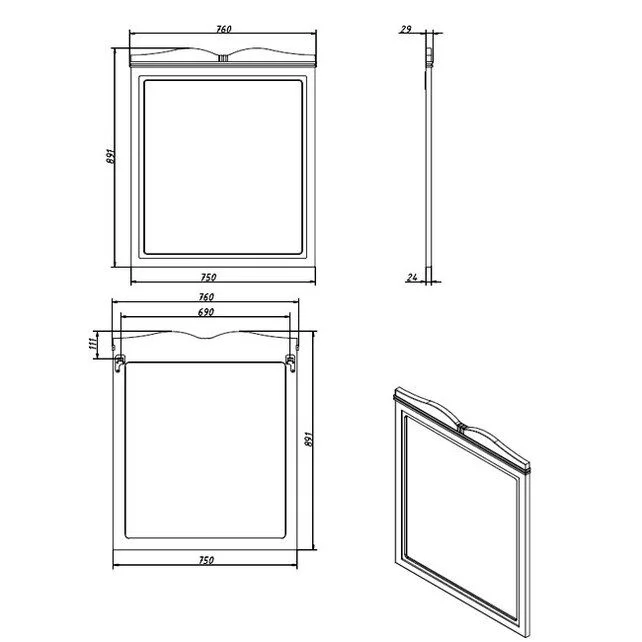 Приобрести caprigo зеркало borgo 80 см, синее, эмаль