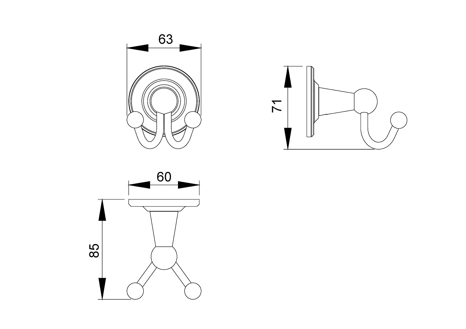 Приобрести крючок двойной timo nelson 160012/02 антик