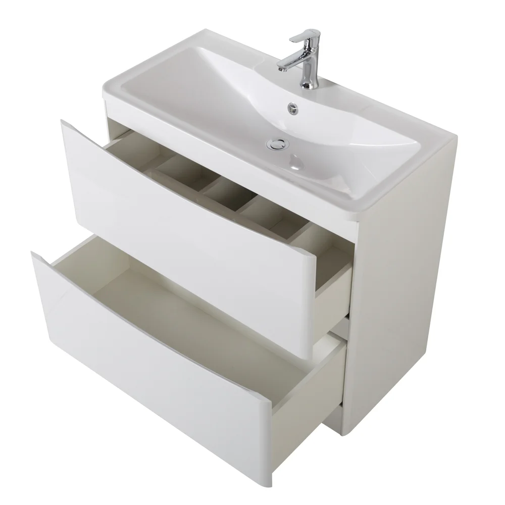 Приобрести belbagno тумба с раковиной acqua 80 см, напольная bianco lucido, белая раковина
