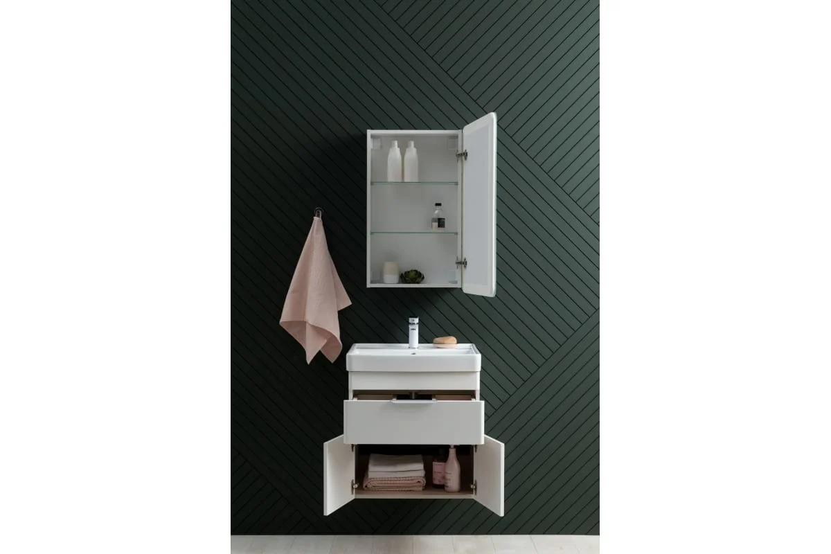 Приобрести aquanet тумба с раковиной ирис new 81 см, белая глянец (1 ящик, 2 дверцы)