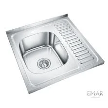 Emar Кухонная мойка 60х60 см, левостороняя, хром EMAR T6060RQ