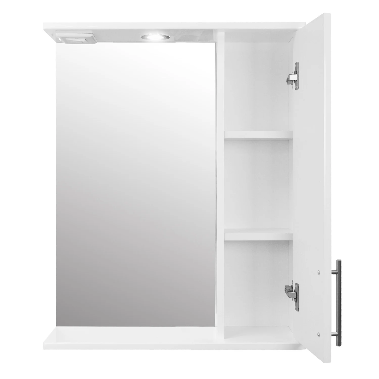 Приобрести loranto зеркало-шкаф karina 60 600х745х170 подвесной, с подсветкой, правосторонний, белый (cs00086509)