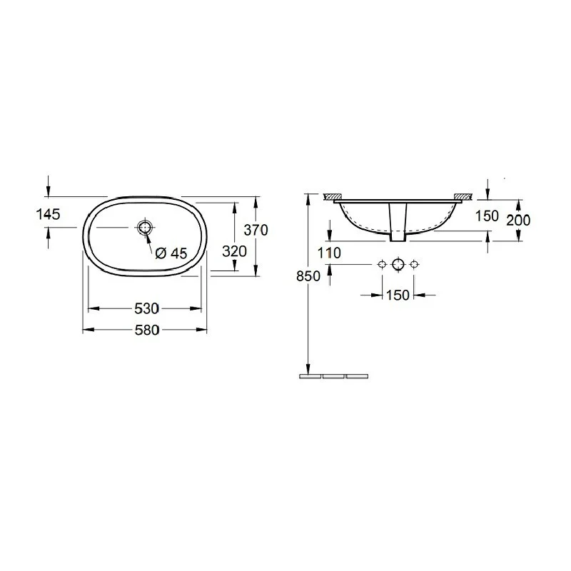 Приобрести раковина чаша villeroy&boch o.novo 53х32 см, белая 41625001