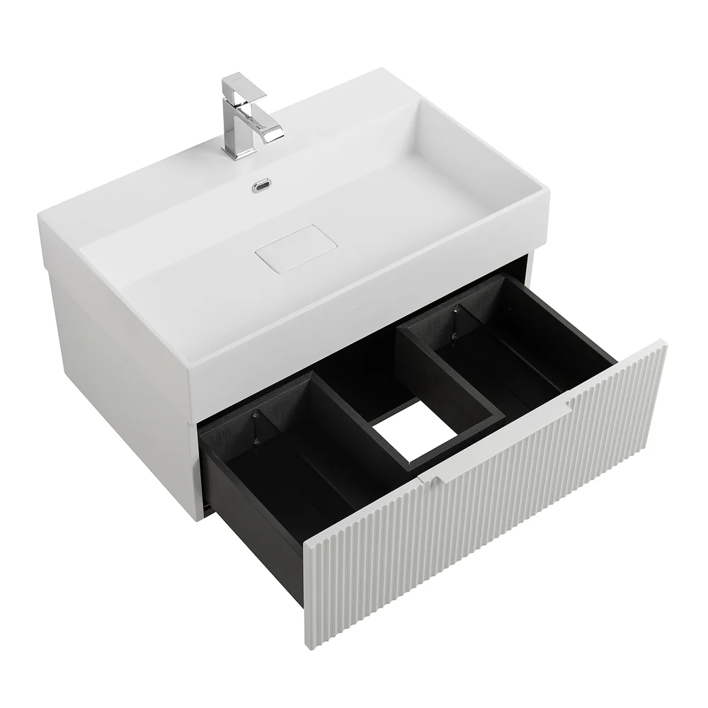 Приобрести cezares тумба подвесная с раковиной premium 70 см plisse bianco opaco, белая 55416