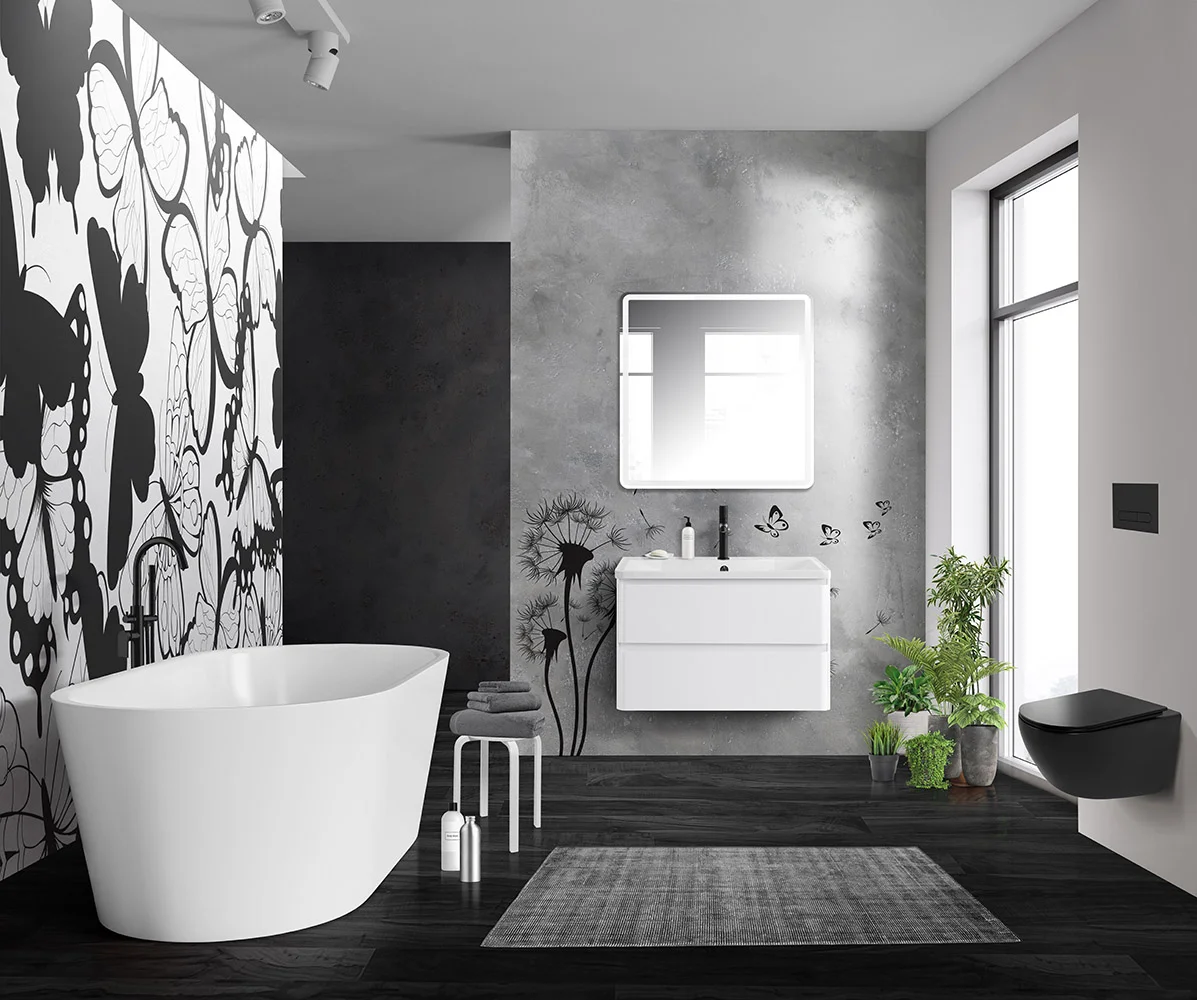 Приобрести belbagno тумба с раковиной albano 90 см, подвесная bianco lucido, белая раковина