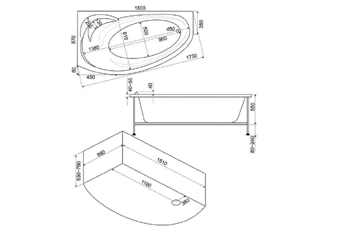 Приобрести bas ванна фэнтези r 150*90 (чаша+каркас)