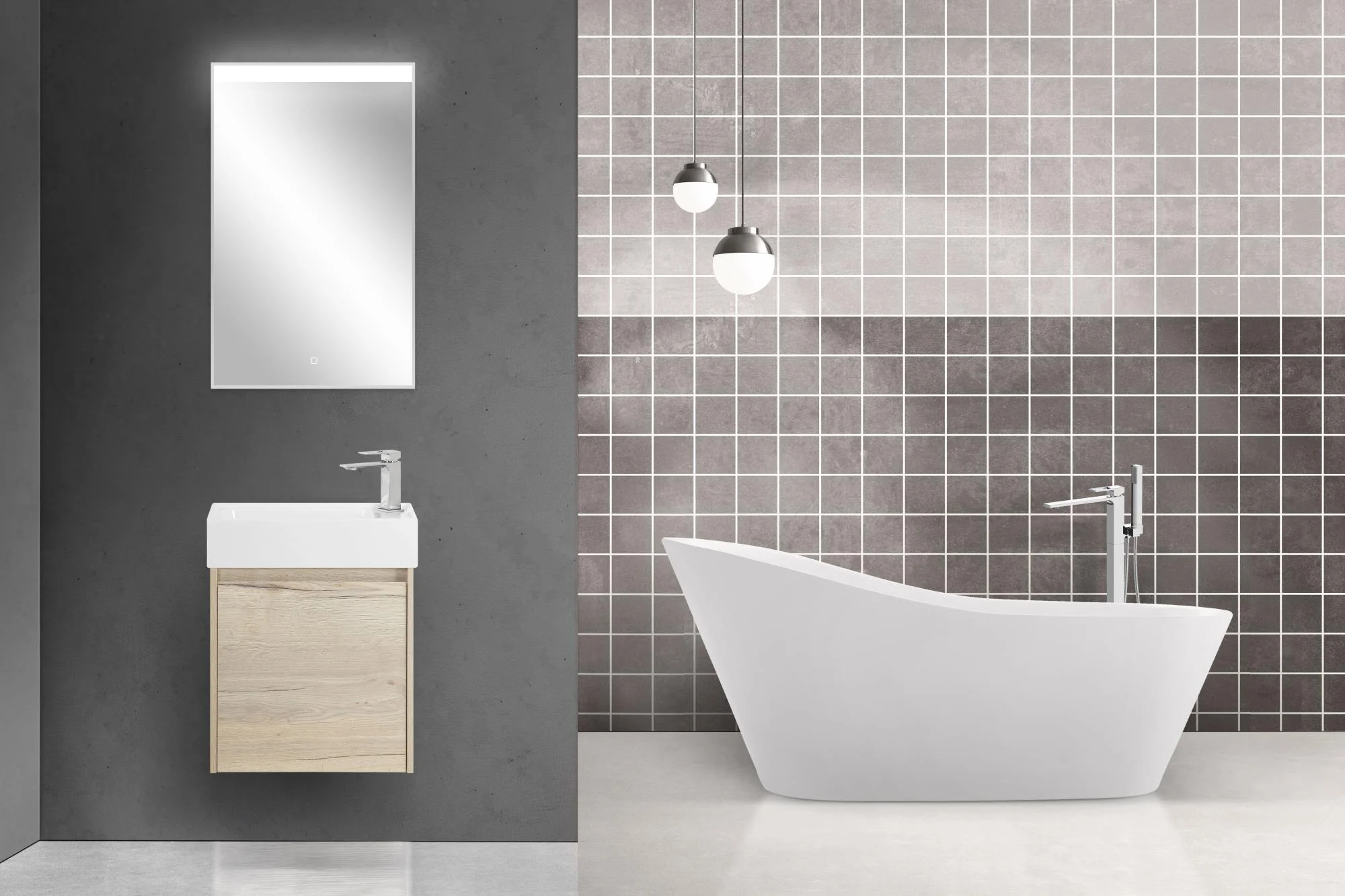 Приобрести belbagno тумба с раковиной kraft mini 50 см, подвесная rovere galifax bianco правосторонняя, белая раковина