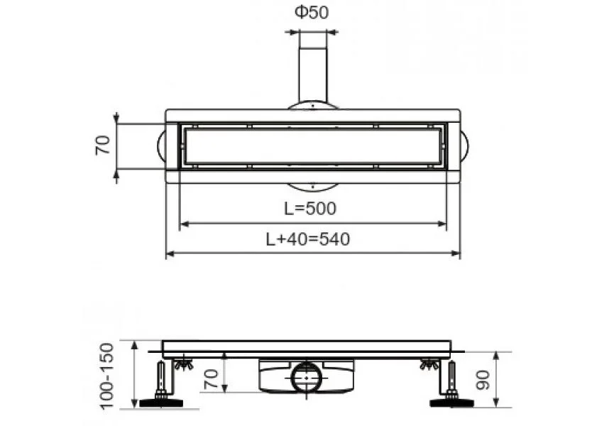 Приобрести трап tim bad535003 50 см, нержавеющая сталь с поворотным фланцем