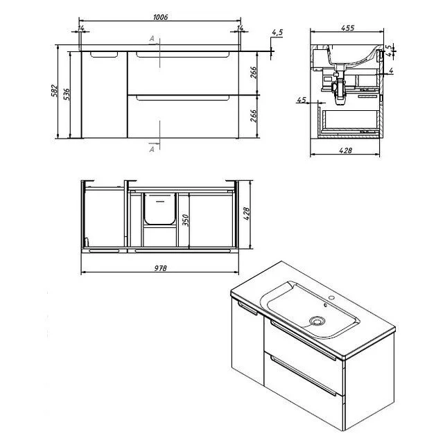 Приобрести caprigo тумба с раковиной termin-albero 100 см, левая, дюна, шпон