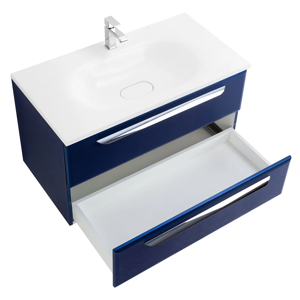 Приобрести cezares тумба подвесная с раковиной eco 90 см sapfiro, синяя eco-900-2c-so-spf-p