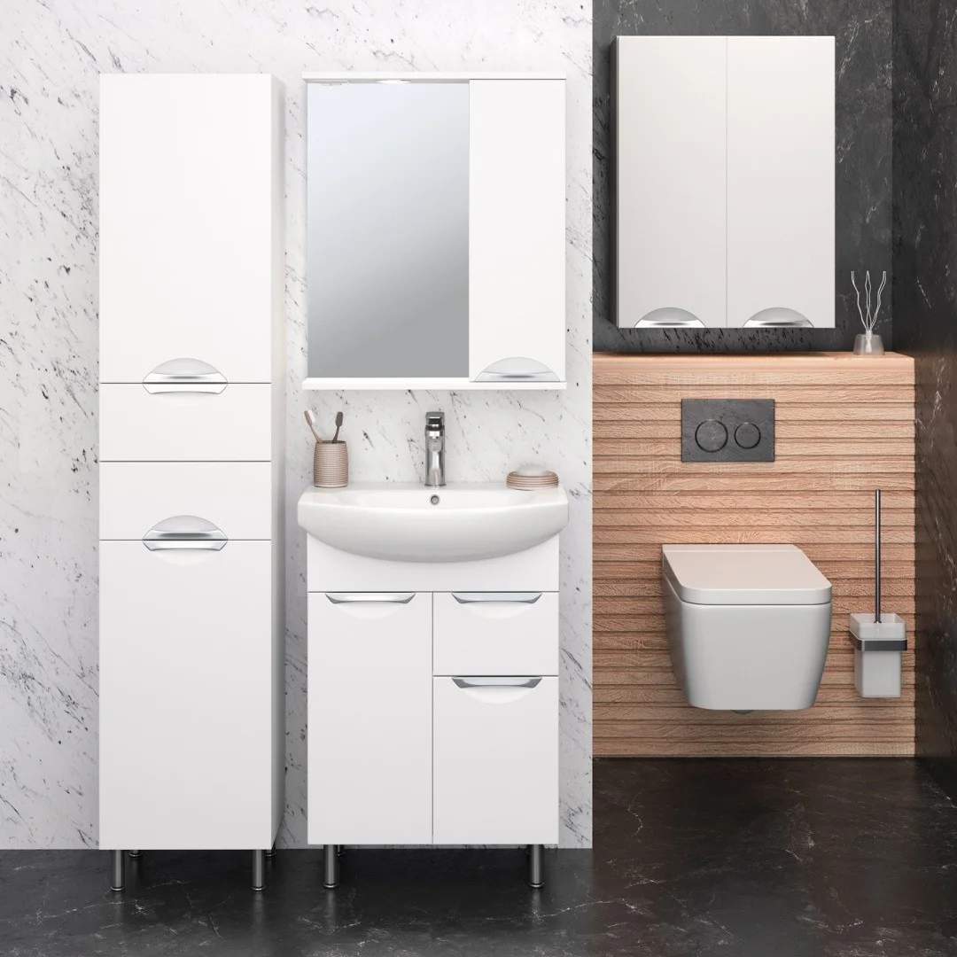 Приобрести aqua de marco зеркало-шкаф eleganse 60 см, правое, белый\хром 1060cele/r