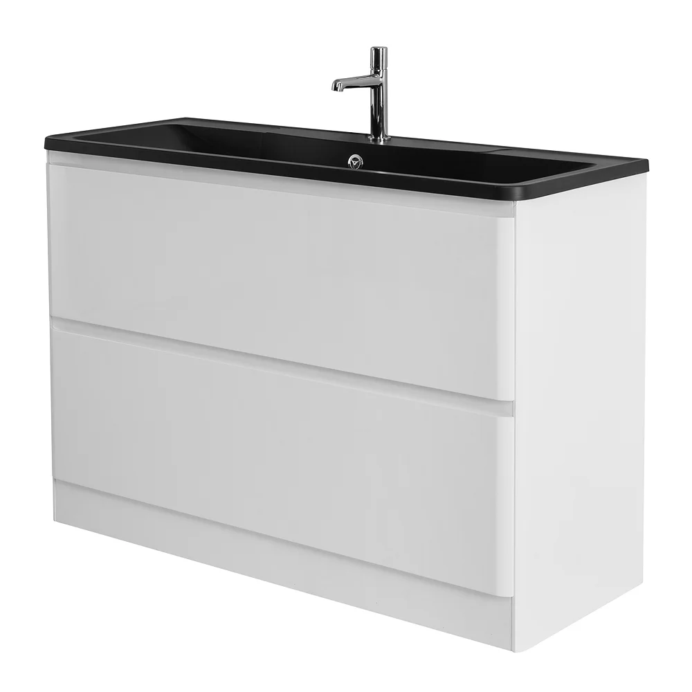 Приобрести belbagno тумба с раковиной albano 120 см, напольная bianco lucido, чёрная раковина