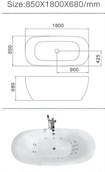 Приобрести frank гидромассажная ванна f162 180х85 см, овальная, белая