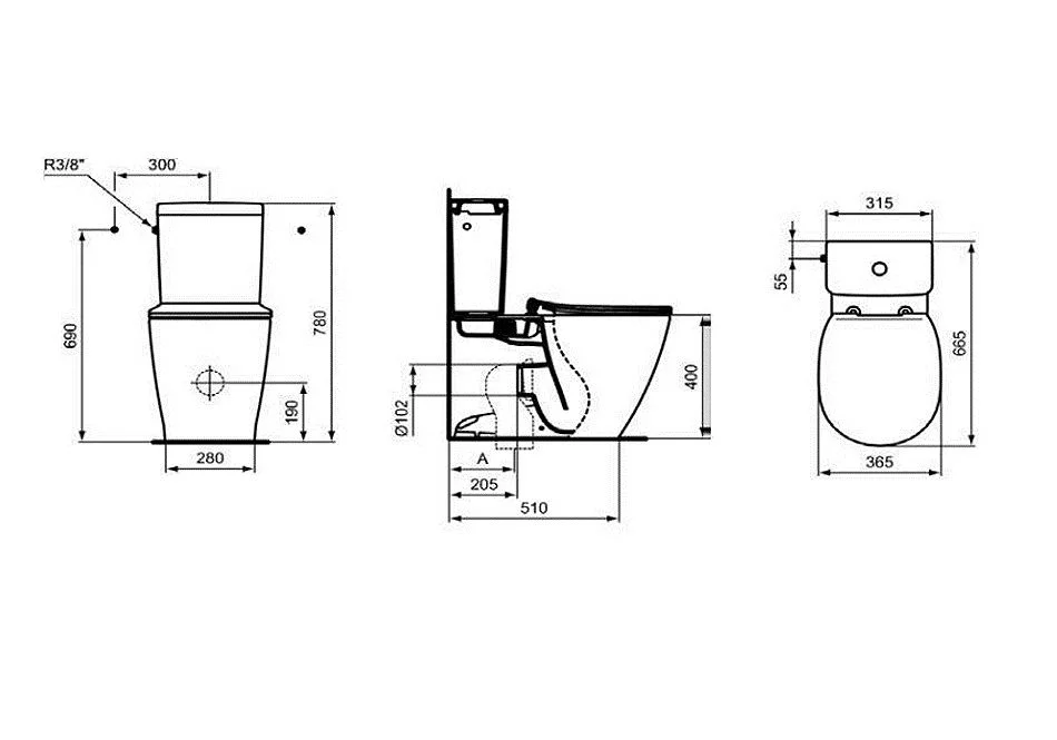 Приобрести унитаз приставной безободковый ideal standard connect aquablade с крышкой дюропласт