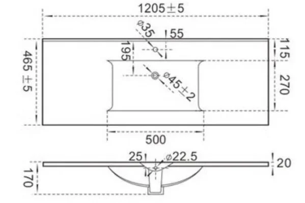Приобрести раковина-столешница ceramalux 120 см jy-807-120