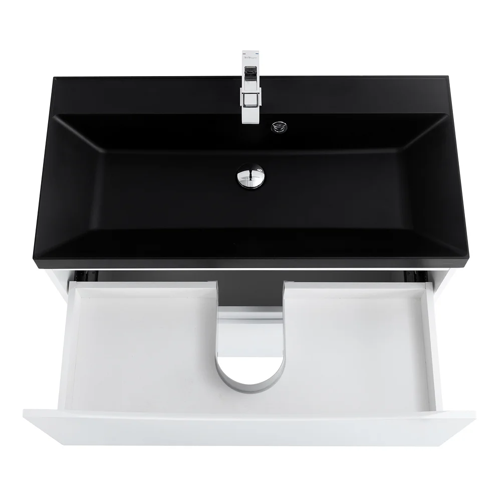 Приобрести belbagno тумба с раковиной marino 80 см, напольная bianco lucido, чёрная раковина