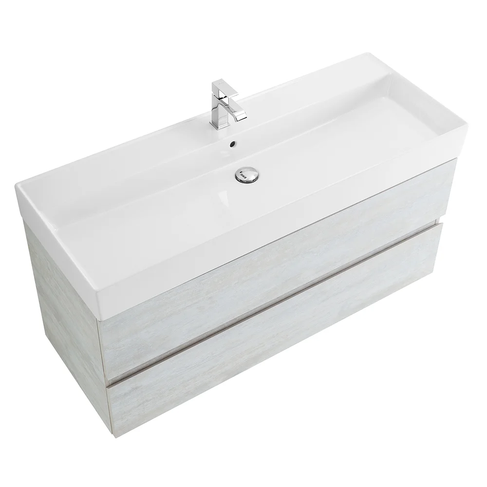 Приобрести cezares тумба подвесная с раковиной molveno 46 120 см legno bianco, белый глянец molveno 46-120-2c-so-lb