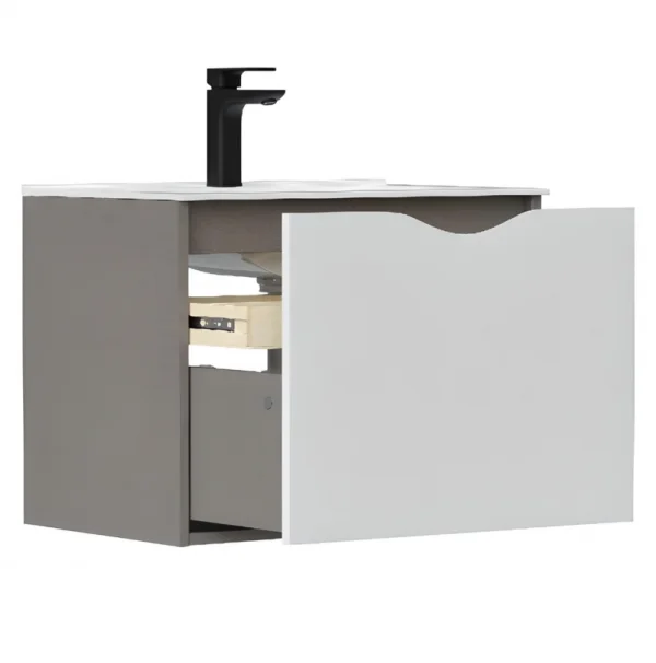 Приобрести equil тумба подвесная с раковиной smile 60 см, белая\антрацит tpsmile60.1y-04