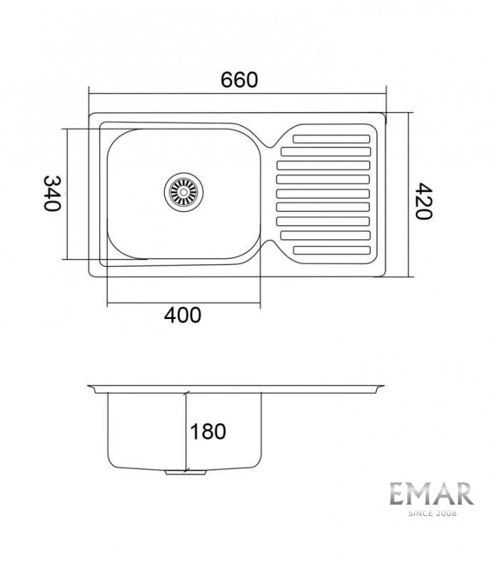 Приобрести emar кухонная мойка 66х42 см, хром emar 6642