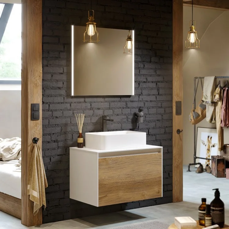 Приобрести тумба подвесная aqwella со столешницей mobi 80 см, светлый бетон mob0108w+mob0708bs