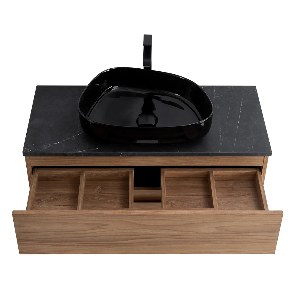 Приобрести cezares тумба со столешницей molveno 46 80 см noce chiaro, черный molveno 46-80-2c-so-nr