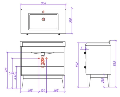 Приобрести caprigo тумба с раковиной напольная metropol 90 см, белая\золото 13713.25-021.gld.00.05/071.20