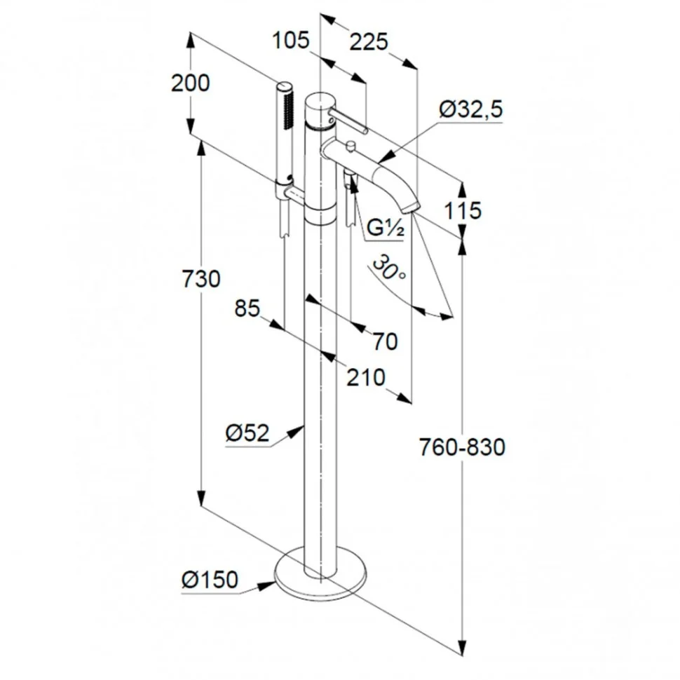 Приобрести kludi bozz однорычажный смеситель для ванны и душа, для отдельно стоящих ванн
