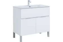 Aquanet Тумба с раковиной Алвита New 90 см, 1 ящик, 2 дверцы, белая матовая