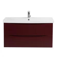BelBagno Тумба с раковиной MARINO-CER 100 см, подвесная Bordo Lucido, белая раковина