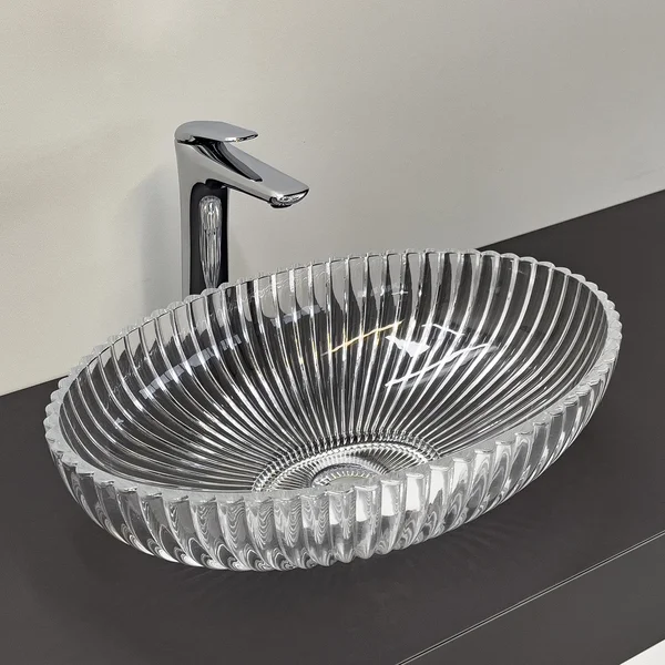 Приобрести comforty раковина накладная cf24001 50х35 см, стеклянная прозрачное стекло