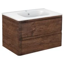 Vincea Тумба подвесная Vico 80 см, темное дерево с белой раковиной VMC-2V800RW;VCB-2VP800W