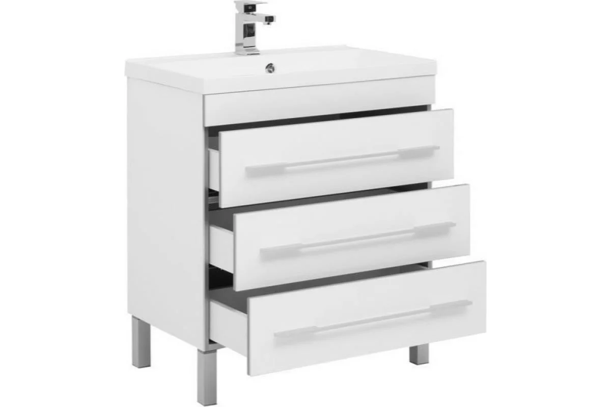 Приобрести aquanet тумба с раковиной верона 75 см, белая (напольная 3 ящика)