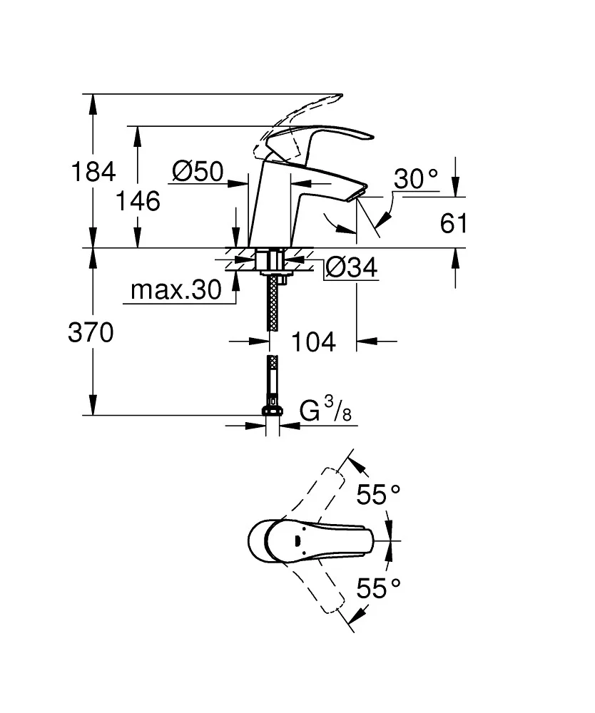 Приобрести смеситель для раковины grohe eurosmart , хром 32467002