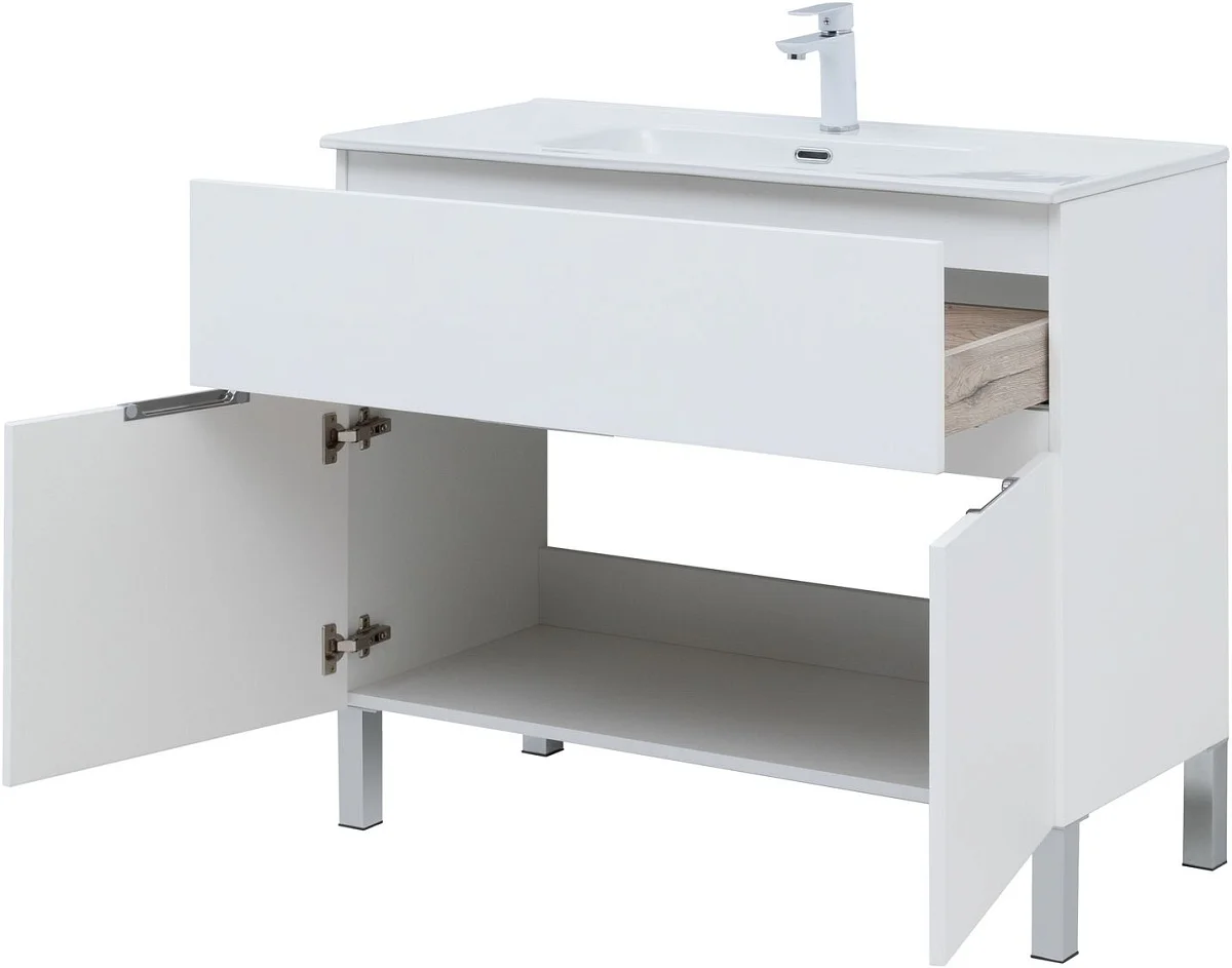 Приобрести aquanet тумба с раковиной алвита new 100 см, 1 ящик, 2 дверцы, белая матовая