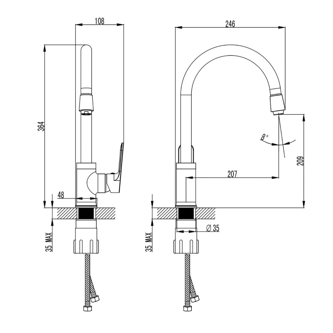 Приобрести смеситель для кухни azario elvis, 364 мм, хром az-wwk568155c