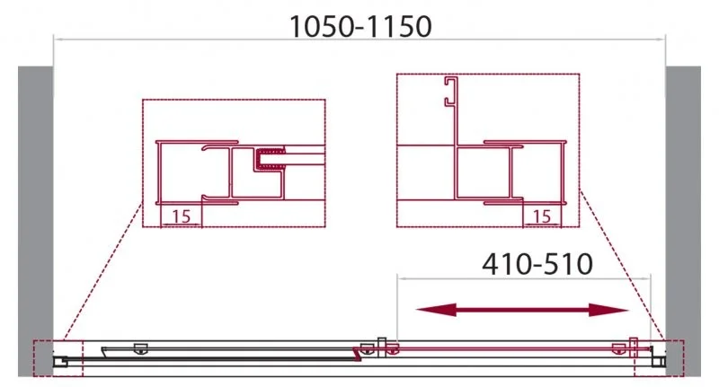 Приобрести дверь душевая belbagno unique 105-115 cм. хром/рифленое