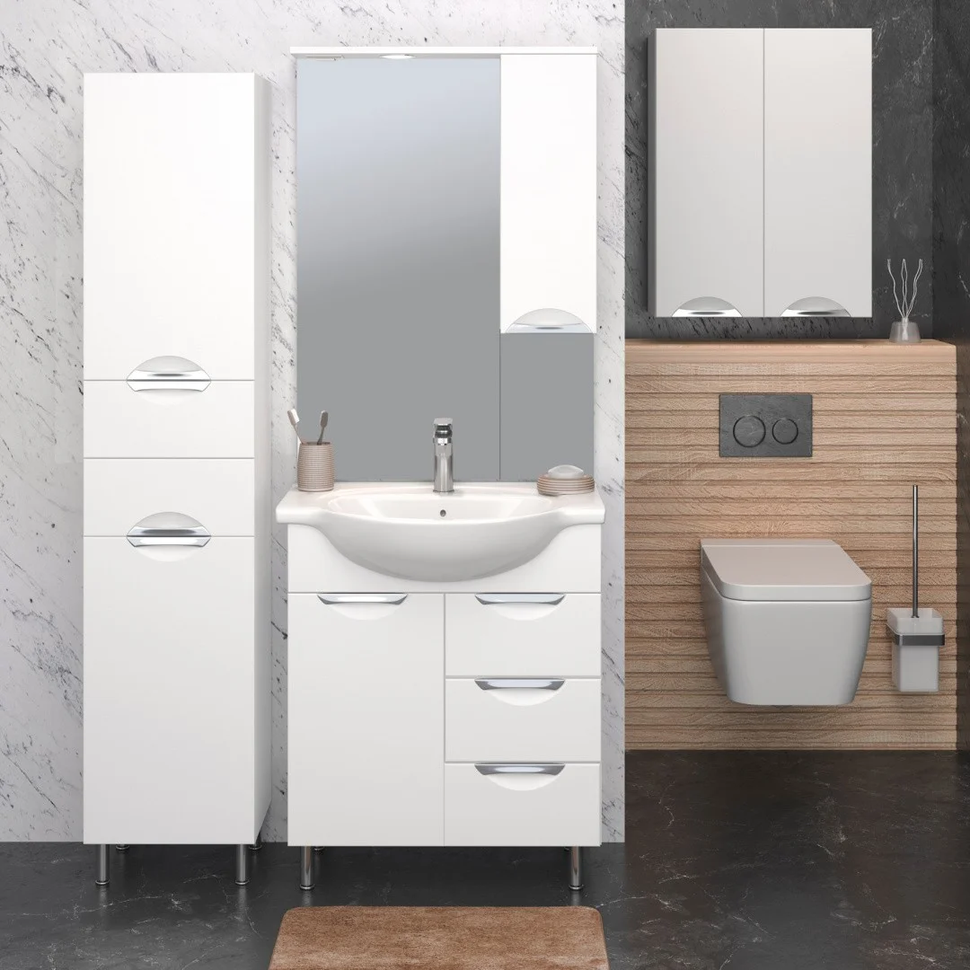 Приобрести aqua de marco зеркало-шкаф eleganse 70 см, правое, белый\хром 1070cele/r
