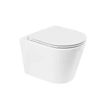 BelBagno Унитаз безободковый подвесной FLAY-R с сиденьем дюропласт, микролифт, белый BB053CHR/BB870SC