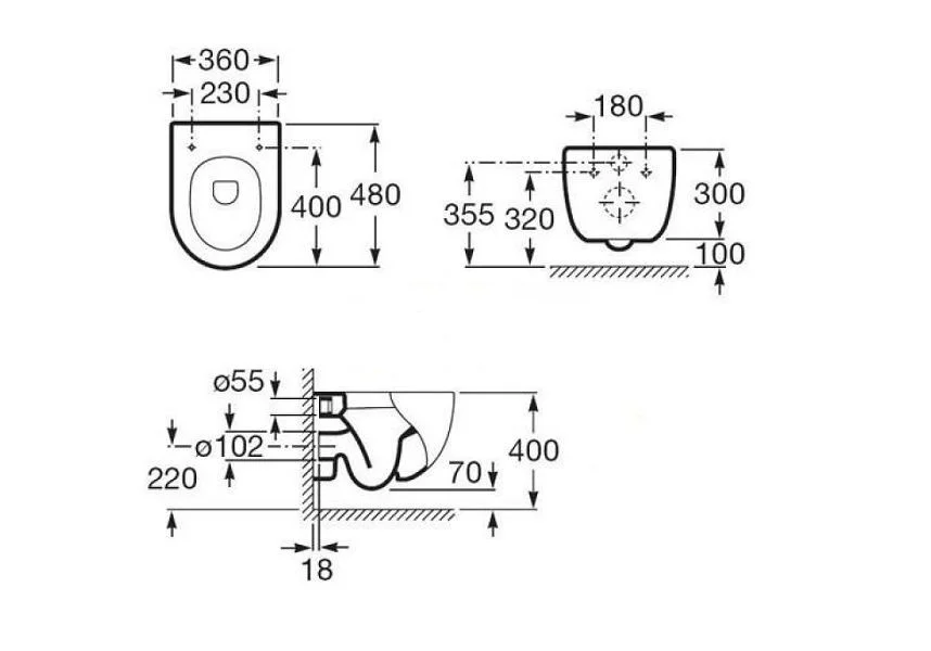 Приобрести унитаз подвесной roca meridian new 7.3462.4.800.0