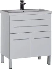 Aquanet Тумба с раковиной Верона 75 см, белая (напольная 1 ящик 2 дверцы)