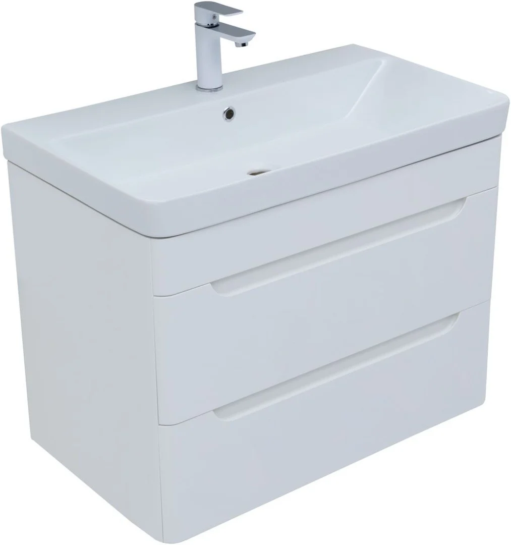 Приобрести тумба с раковиной aquanet софия 80 белый глянец (2 ящика) 00274002