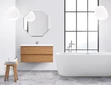 Cezares Тумба подвесная с раковиной MOLVENO 80 см Noce Chiaro, черный MOLVENO-80-2C-SO-NC