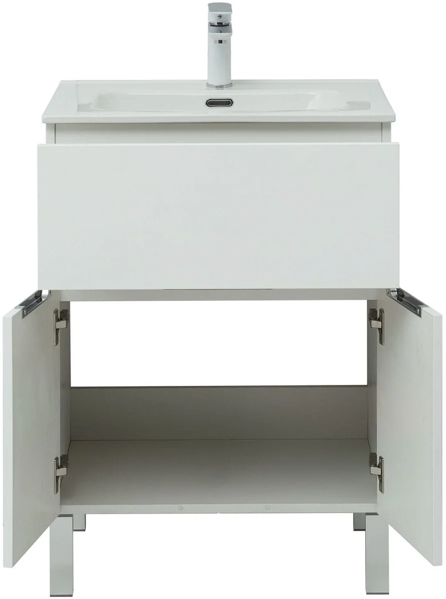 Приобрести aquanet тумба с раковиной алвита new 60 см, 1 ящик, 2 дверцы, белая матовая