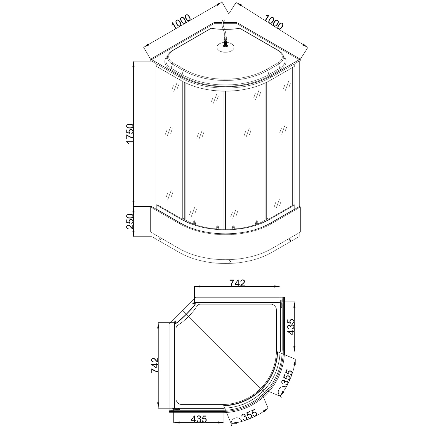 Приобрести loranto душевая кабина 1000x1000x2150 поддон 25 см, 4 мм прозрачное стекло с рисунком "мозайка" (cs-1000-25тм/м)